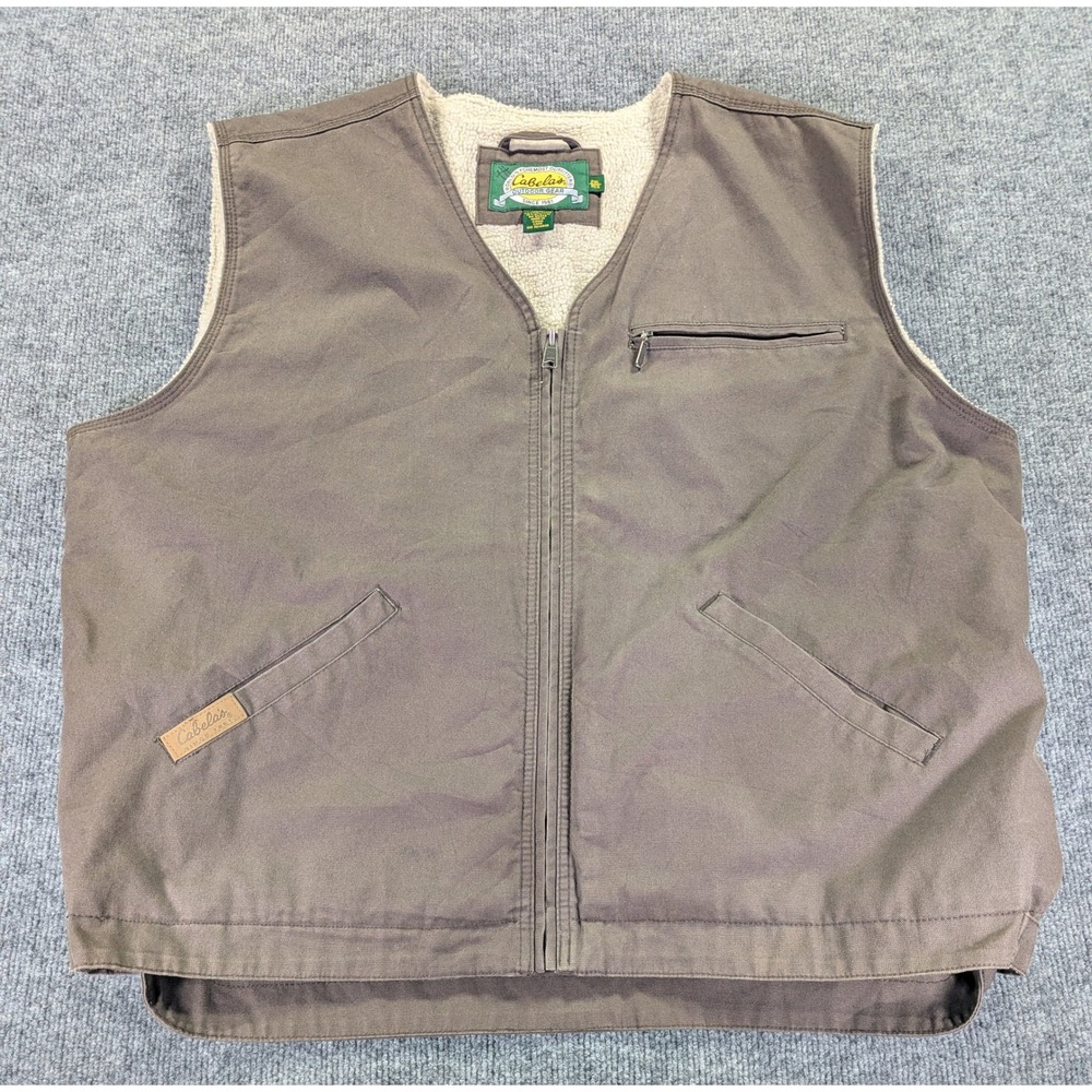 Cabelas Outdoor Gear vintage Y2K Mens 2XL Brown Canvas Sherpa Work Vest MO2VT003